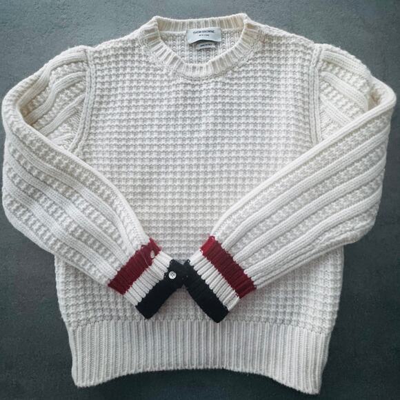 THOM BROWNE: Men's Wool Funmix Chunky Crewneck - 1 - Picture 1 of 7